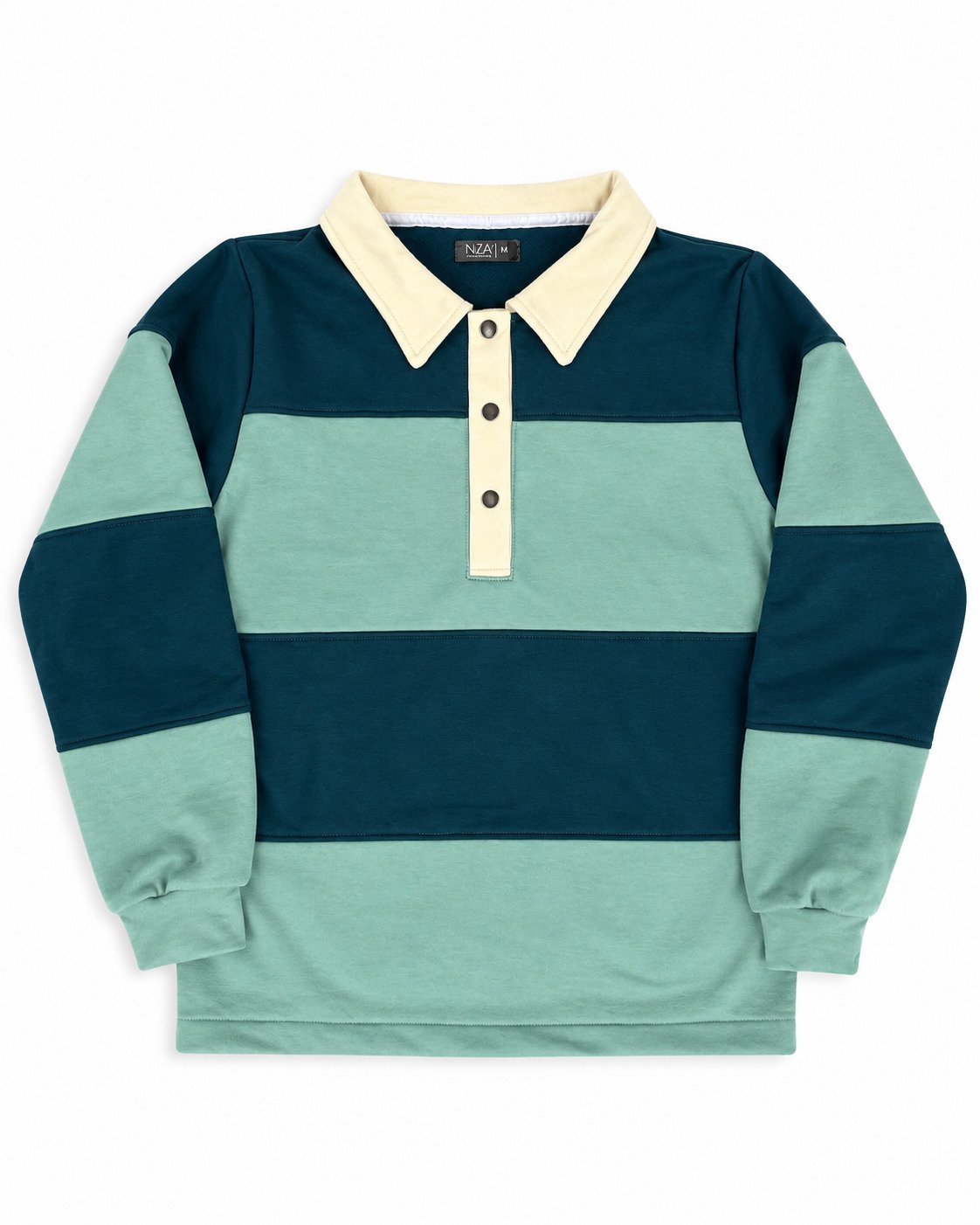 Sudadera Rugby Verde Menta y Marfil