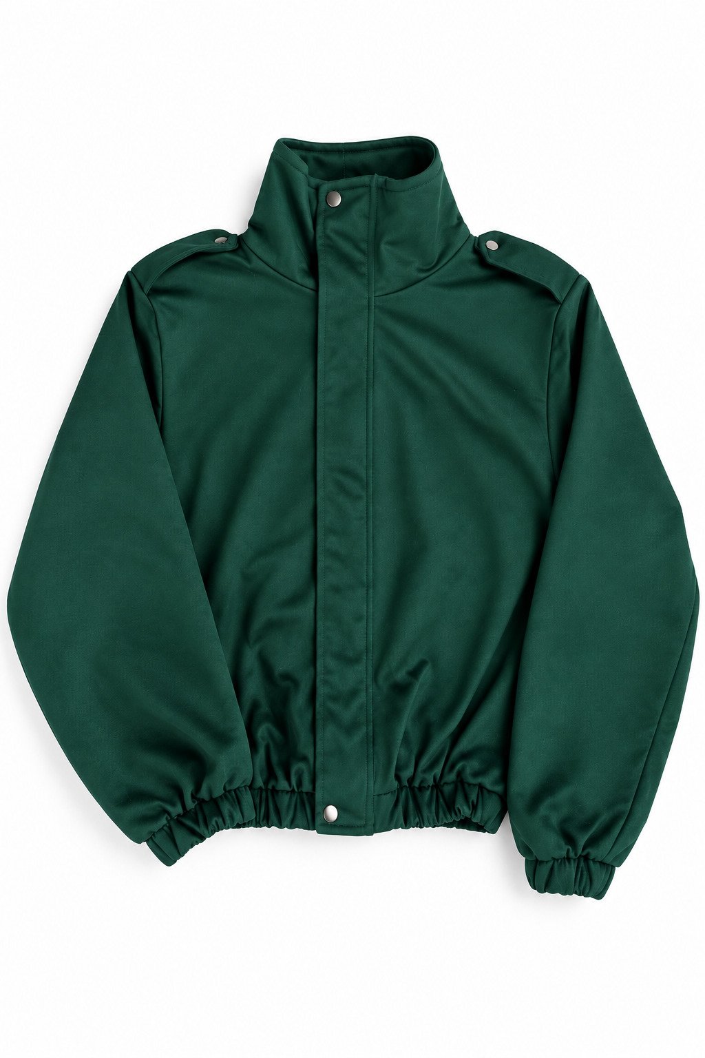 Chaqueta verde esmeralda sobre fondo blanco