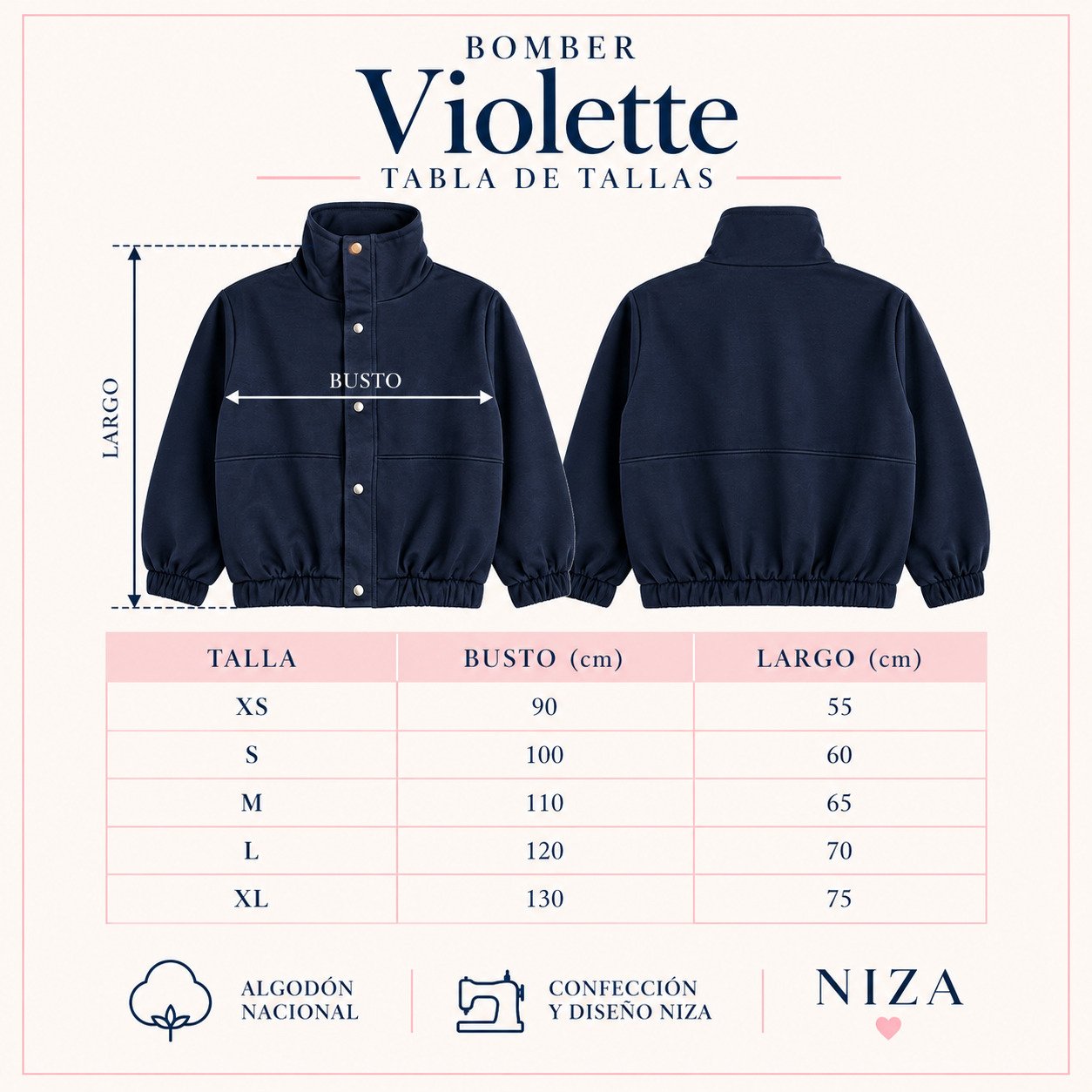 Guía de tallas Bomber Violette