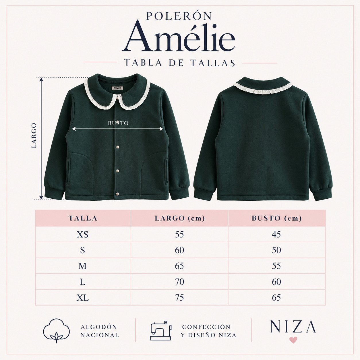 Guía de tallas Polerón Amélie