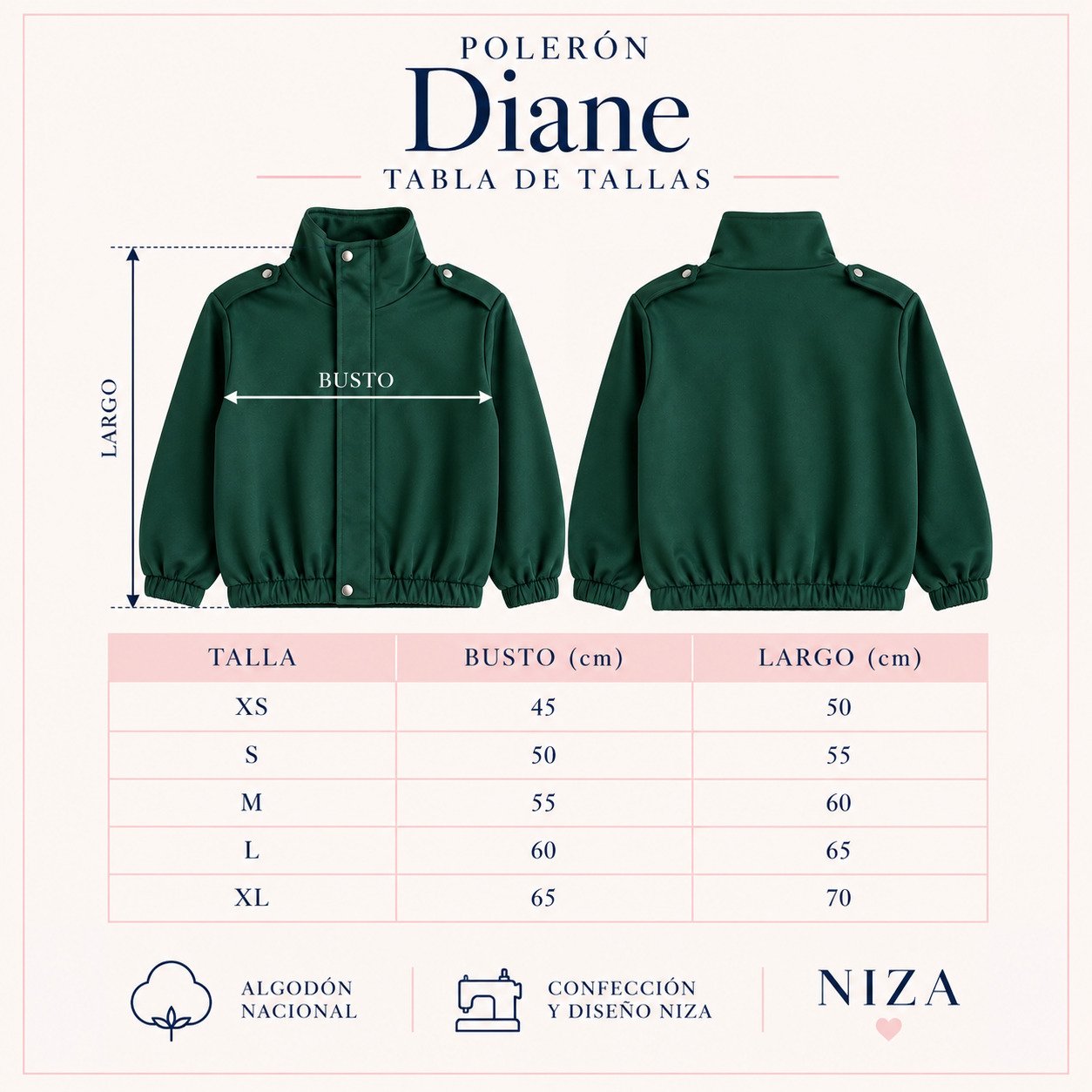 Guía de tallas Polerón Diane